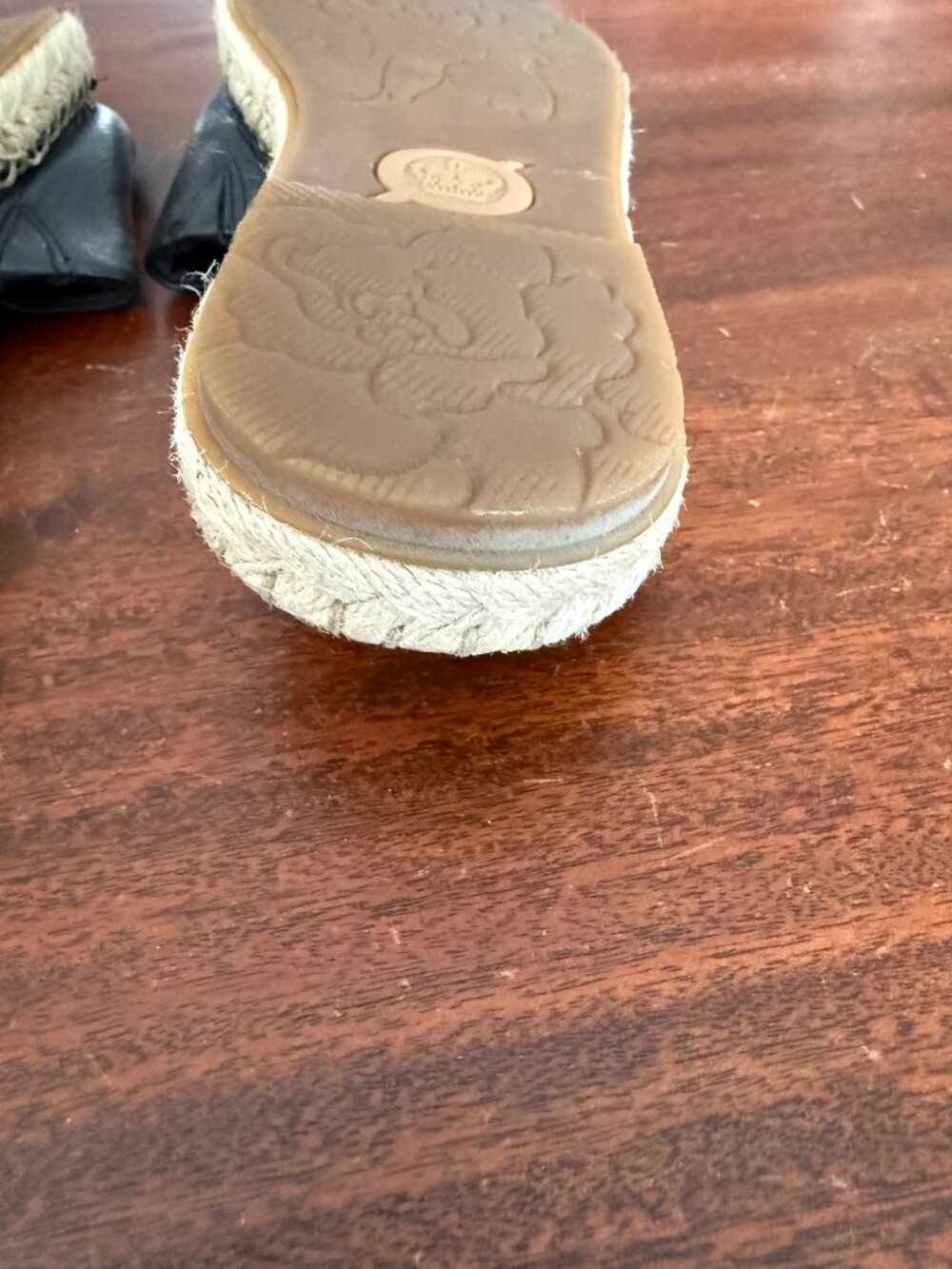 Born drias Black Leather Espadrille Slide Sandals Women’s Size 7 - Picture 11 of 13